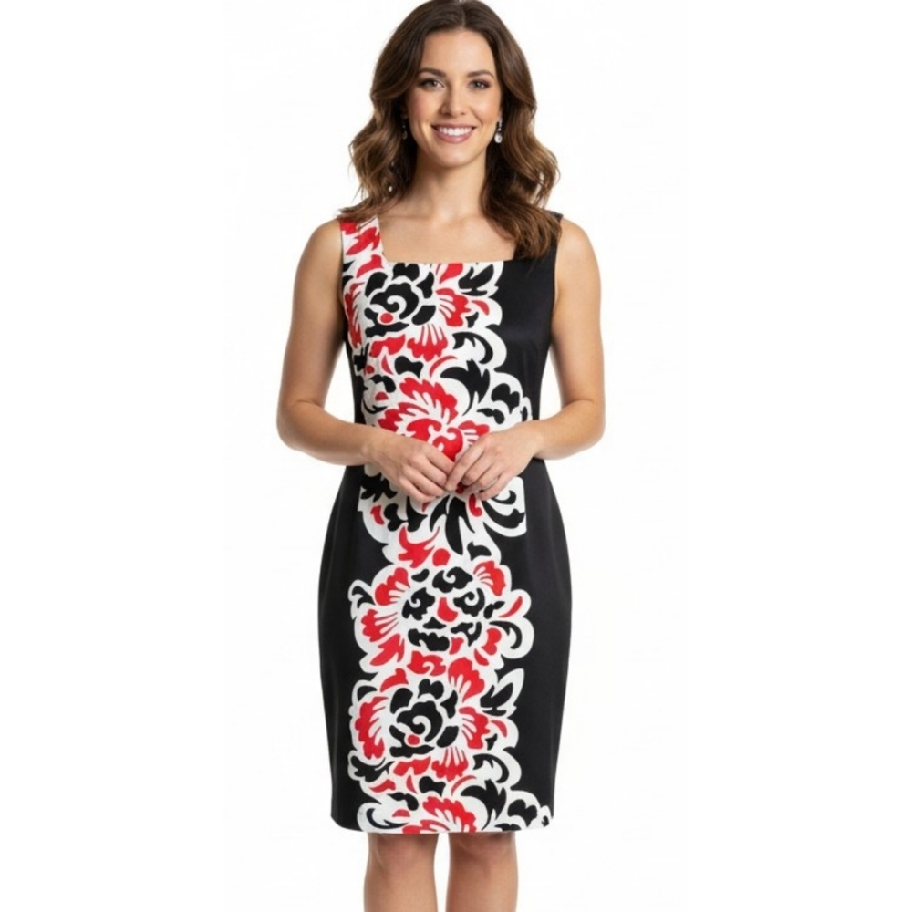 AGB Floral Sheath dress Black Size 10